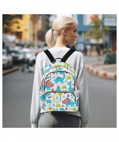 Backpack Purse for Women Cute Blue Dinosaur, Mini Fashion Backpack Tropical Leaves Palm Lightweight Casual Daypack Shoulder B...