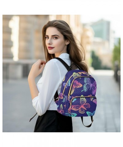 Butterfly Rainbow Gradient Fashion Travel Backpack for Women Multi Pockets Lightweight Purse for Women-S Multicolor $17.15 Ba...