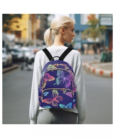 Butterfly Rainbow Gradient Fashion Travel Backpack for Women Multi Pockets Lightweight Purse for Women-S Multicolor $17.15 Ba...