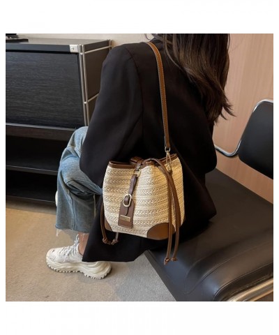 PU Small Woven Tote Bag for Women Woven Straw Shoulder Bags Casual Elegant Simple Summer Beach Straw Bag Beige $11.01 Totes