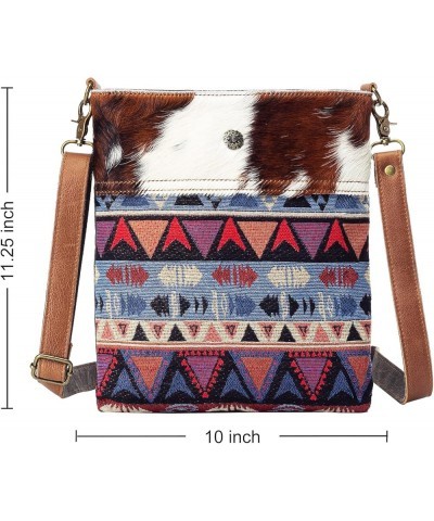 Cowhide & Canvas Crossbody Bags for Women, Western Purses Shoulder Bag Handmade Crossbody Purse Vintage Style S1024 $24.00 Sh...