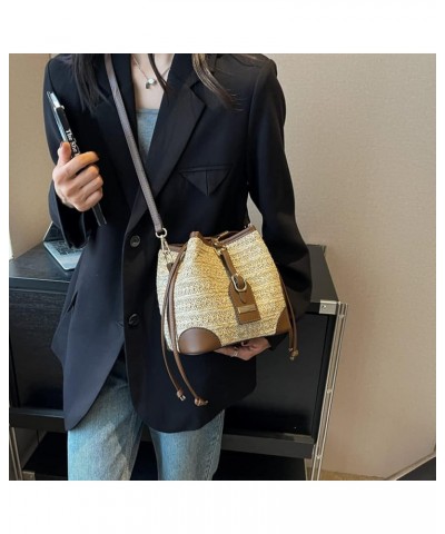 PU Small Woven Tote Bag for Women Woven Straw Shoulder Bags Casual Elegant Simple Summer Beach Straw Bag Beige $11.01 Totes