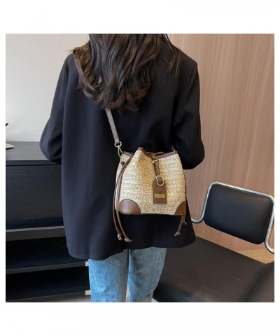 PU Small Woven Tote Bag for Women Woven Straw Shoulder Bags Casual Elegant Simple Summer Beach Straw Bag Beige $11.01 Totes