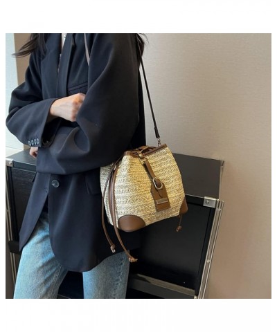 PU Small Woven Tote Bag for Women Woven Straw Shoulder Bags Casual Elegant Simple Summer Beach Straw Bag Beige $11.01 Totes