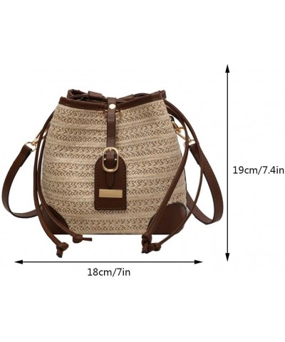 PU Small Woven Tote Bag for Women Woven Straw Shoulder Bags Casual Elegant Simple Summer Beach Straw Bag Beige $11.01 Totes