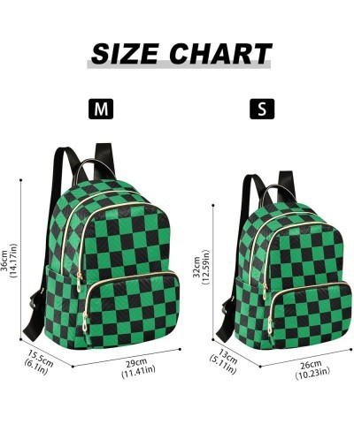 Black Green Squares Backpack Purse for Women Fashion Ladies Shoulder Bags Travel Bag for Gifts Lady Women Holiday,S Medium $1...