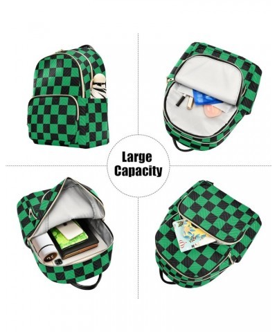 Black Green Squares Backpack Purse for Women Fashion Ladies Shoulder Bags Travel Bag for Gifts Lady Women Holiday,S Medium $1...