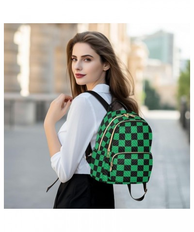 Black Green Squares Backpack Purse for Women Fashion Ladies Shoulder Bags Travel Bag for Gifts Lady Women Holiday,S Medium $1...