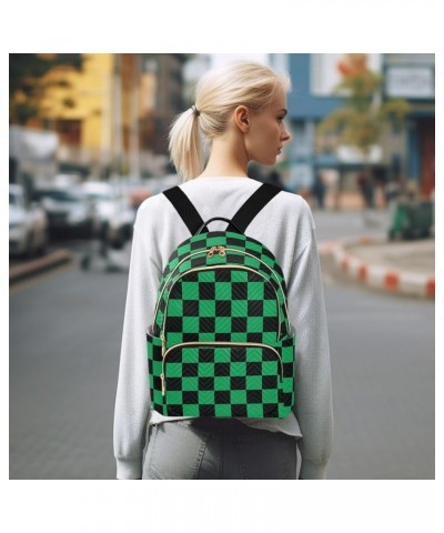 Black Green Squares Backpack Purse for Women Fashion Ladies Shoulder Bags Travel Bag for Gifts Lady Women Holiday,S Medium $1...