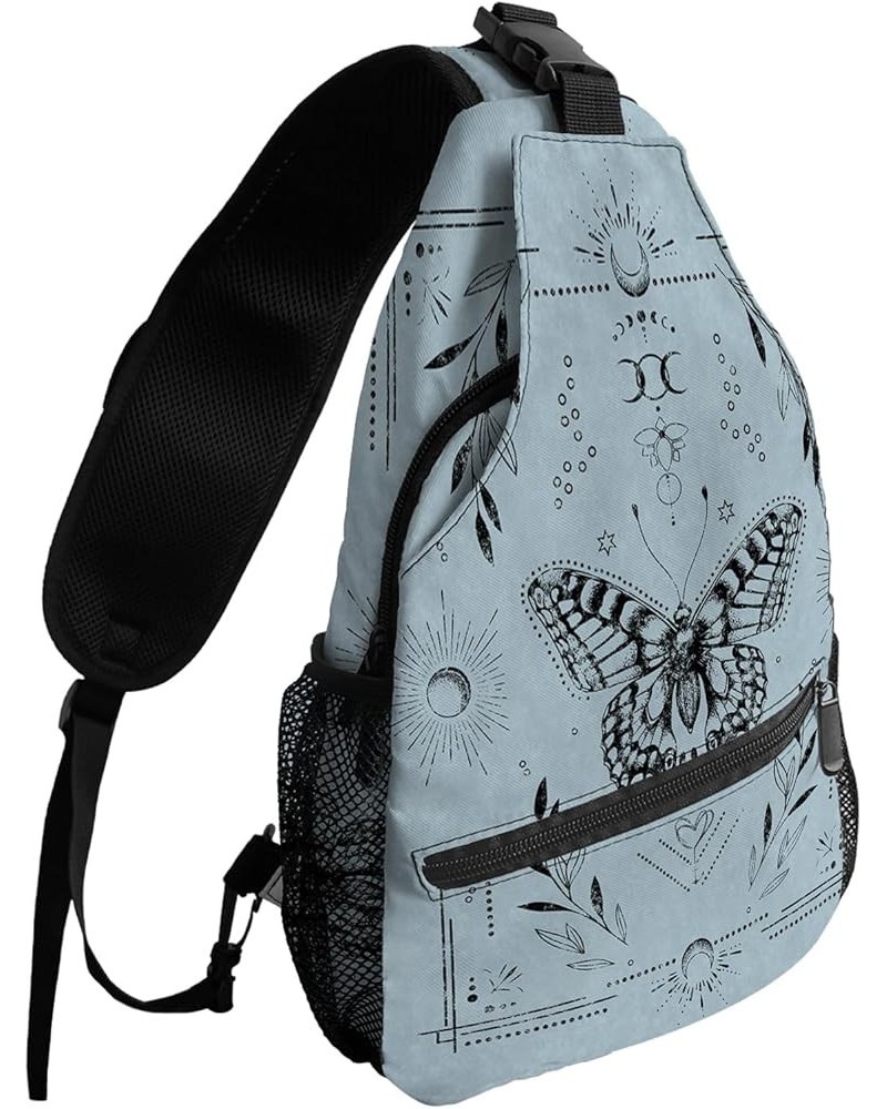 Sling Bag Crossbody Bag for Women Men Butterfly Abstract Lines Hand Drawn Waterproof Hiking Backpack Lightweight Chest Should...