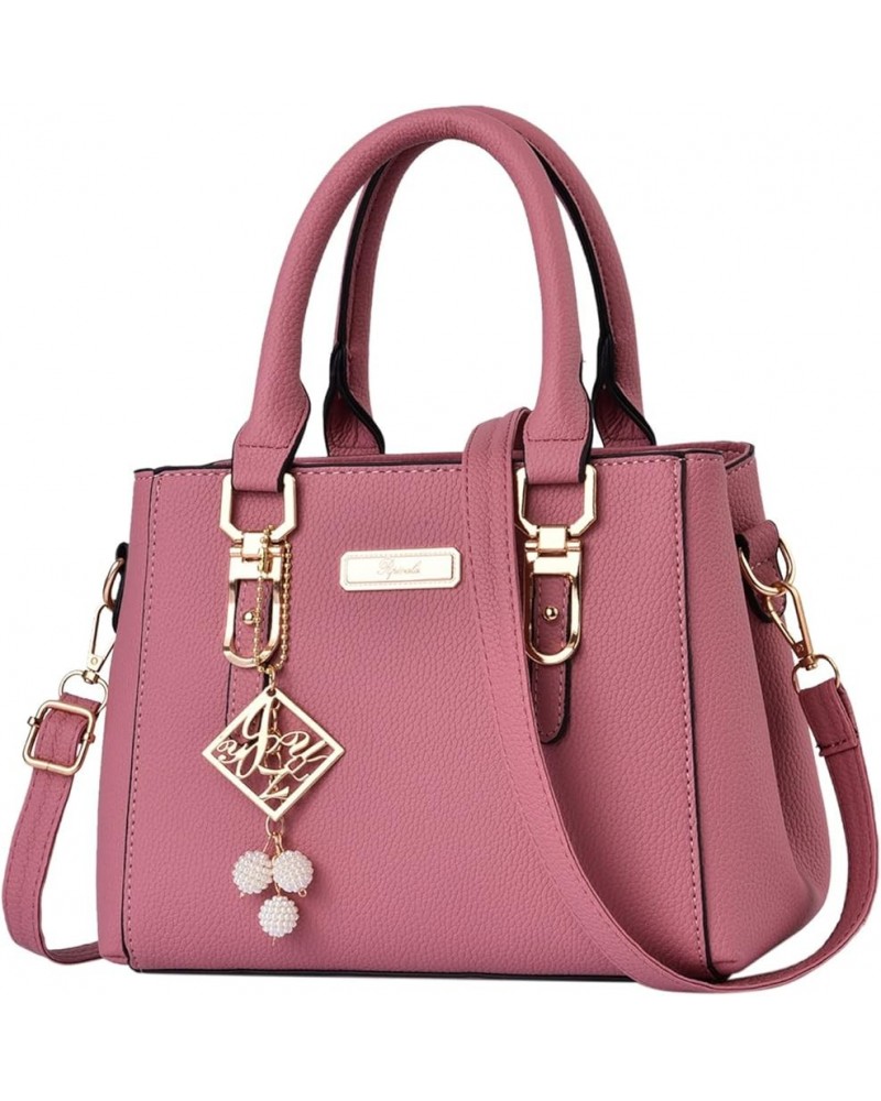 Casual Leather Messenger Bag Large Capacity Handbag Fashion Womens Bag Men Bags Shoulder Pink $19.34 Shoulder Bags