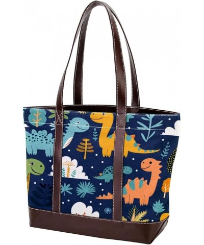 Tote Bag for Women, Large Tote Bag, Women's Tote Handbags, Tropical Dinosaur Cartoon, Womens Tote Bag Design 5002 $26.87 Totes