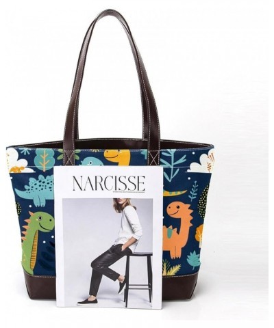 Tote Bag for Women, Large Tote Bag, Women's Tote Handbags, Tropical Dinosaur Cartoon, Womens Tote Bag Design 5002 $26.87 Totes