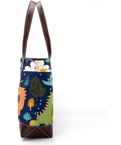 Tote Bag for Women, Large Tote Bag, Women's Tote Handbags, Tropical Dinosaur Cartoon, Womens Tote Bag Design 5002 $26.87 Totes