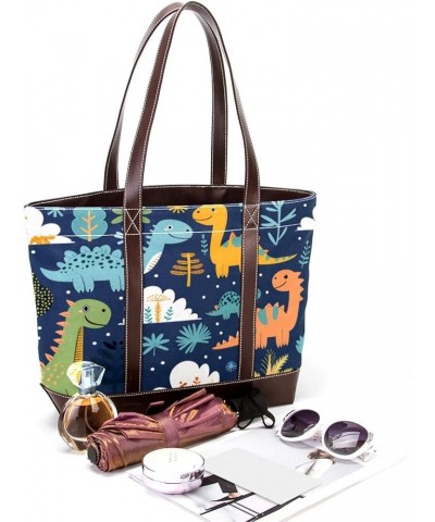 Tote Bag for Women, Large Tote Bag, Women's Tote Handbags, Tropical Dinosaur Cartoon, Womens Tote Bag Design 5002 $26.87 Totes