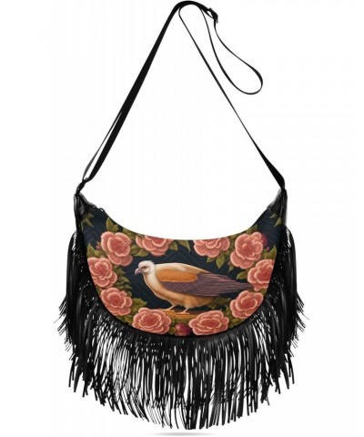 Women's Fringe Crossbody Tassel Purse Bird Sits Branch Hobo Shoulder Bags Crossbody Handbag with Adjustable Shoulder Straps $...