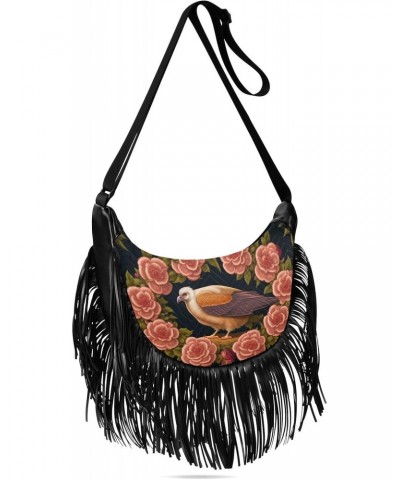 Women's Fringe Crossbody Tassel Purse Bird Sits Branch Hobo Shoulder Bags Crossbody Handbag with Adjustable Shoulder Straps $...