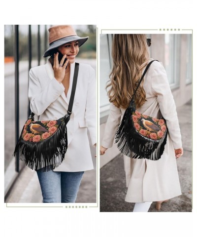 Women's Fringe Crossbody Tassel Purse Bird Sits Branch Hobo Shoulder Bags Crossbody Handbag with Adjustable Shoulder Straps $...