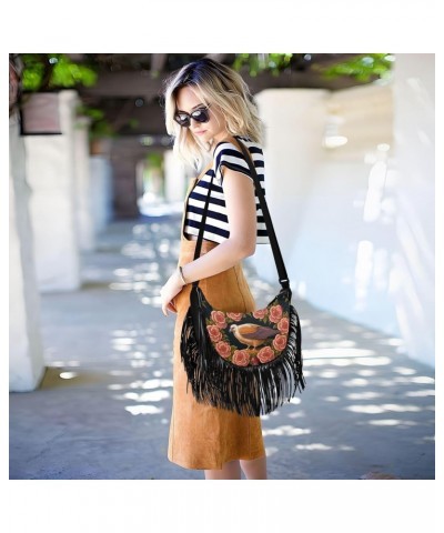 Women's Fringe Crossbody Tassel Purse Bird Sits Branch Hobo Shoulder Bags Crossbody Handbag with Adjustable Shoulder Straps $...