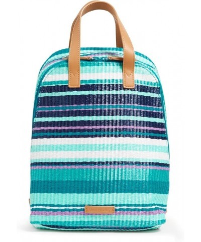 Women'S Straw Mini Beach Totepack Backpack Spring Mint Stripe $19.28 Totes