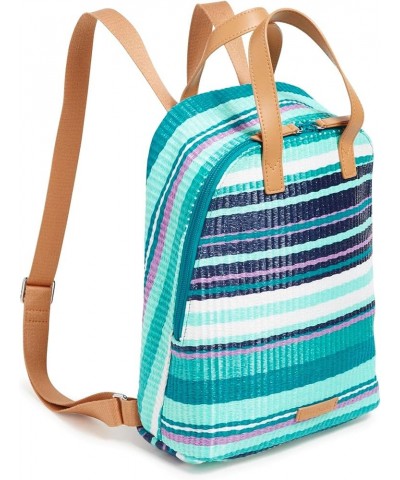 Women'S Straw Mini Beach Totepack Backpack Spring Mint Stripe $19.28 Totes