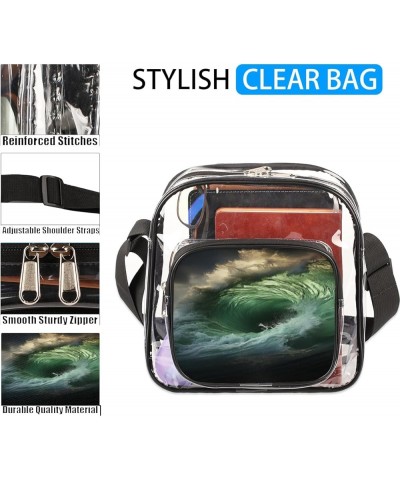 Colorful Hearts Stadium-Approved Clear Crossbody Bag Green Wave $15.92 Crossbody Bags