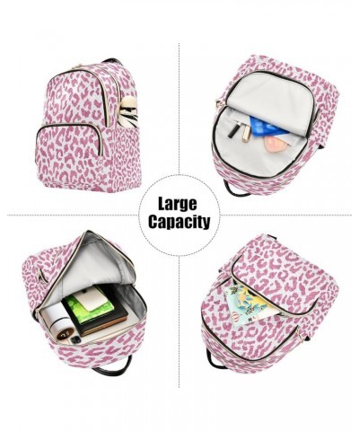 Fashion Backpack Mini Backpack Purse Casual Daily Backpack Pink Leopard for Travel for College Work Small $15.30 Backpacks