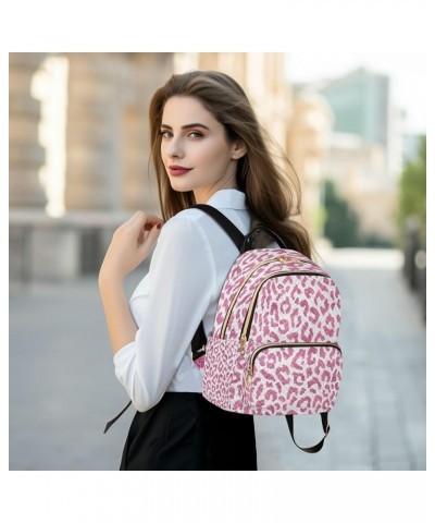 Fashion Backpack Mini Backpack Purse Casual Daily Backpack Pink Leopard for Travel for College Work Small $15.30 Backpacks