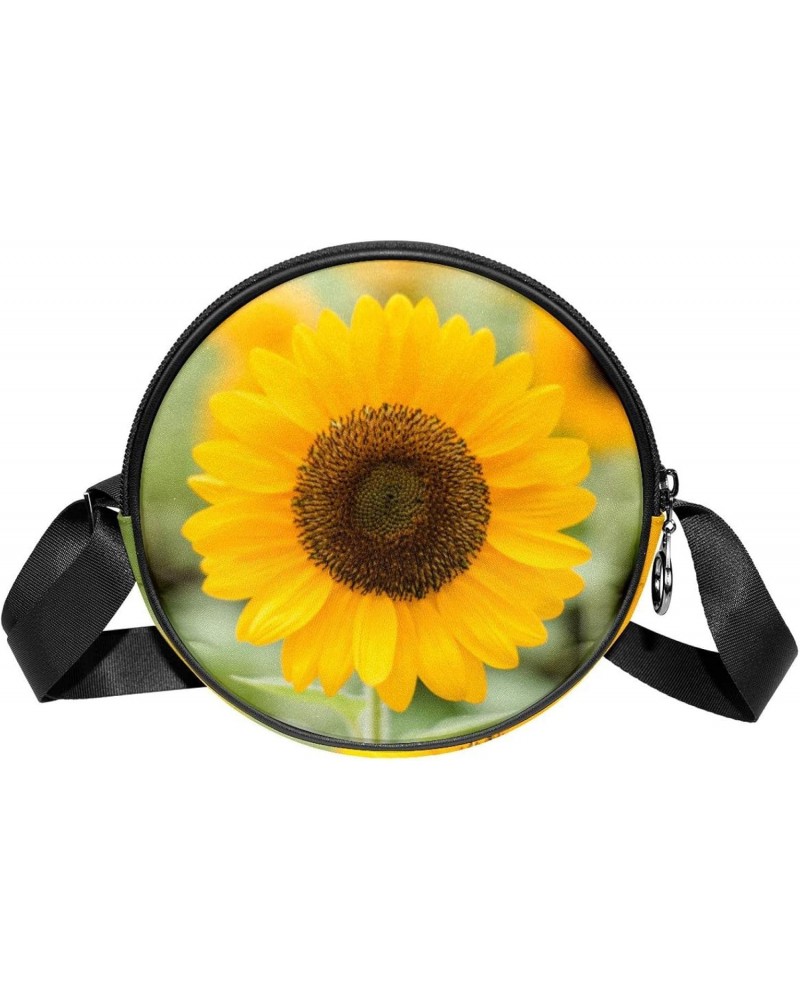 Blooming Sunflower in the Field Crossbody Bag for Women Teen Girls Round Canvas Shoulder Bag Purse Tote Handbag Bag $11.79 Totes