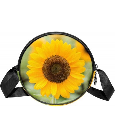 Blooming Sunflower in the Field Crossbody Bag for Women Teen Girls Round Canvas Shoulder Bag Purse Tote Handbag Bag $11.79 Totes