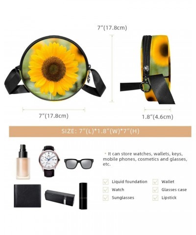 Blooming Sunflower in the Field Crossbody Bag for Women Teen Girls Round Canvas Shoulder Bag Purse Tote Handbag Bag $11.79 Totes