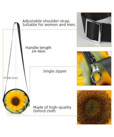 Blooming Sunflower in the Field Crossbody Bag for Women Teen Girls Round Canvas Shoulder Bag Purse Tote Handbag Bag $11.79 Totes