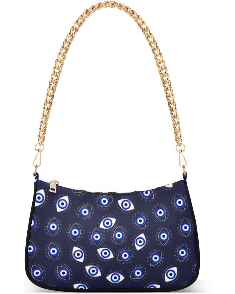 Women Small Shoulder Bag Blue-lucky-evil-eye Girl Classic Purse Tote HandBag $23.13 Totes