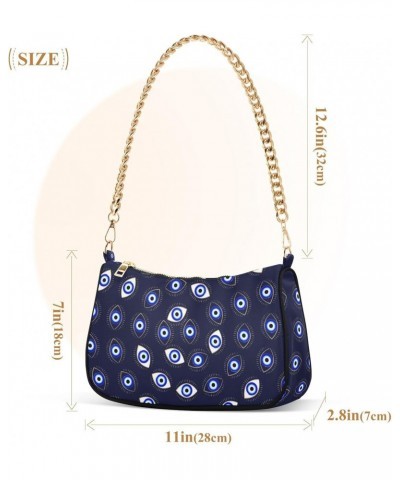 Women Small Shoulder Bag Blue-lucky-evil-eye Girl Classic Purse Tote HandBag $23.13 Totes