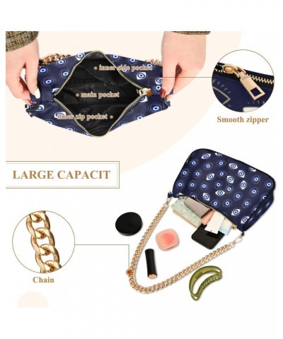 Women Small Shoulder Bag Blue-lucky-evil-eye Girl Classic Purse Tote HandBag $23.13 Totes