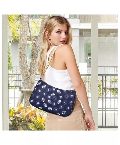 Women Small Shoulder Bag Blue-lucky-evil-eye Girl Classic Purse Tote HandBag $23.13 Totes