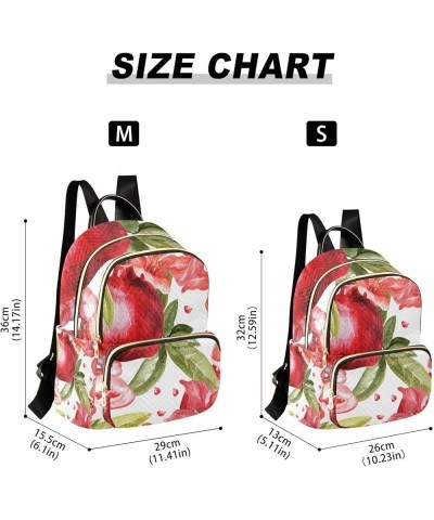 Women Backpack Pomegranate Watercolor Vibrant Anti-Theft Travel Backpack with Luggage Belt Lightweight Handbag Lady Purse Roo...