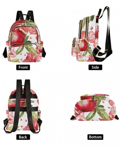 Women Backpack Pomegranate Watercolor Vibrant Anti-Theft Travel Backpack with Luggage Belt Lightweight Handbag Lady Purse Roo...