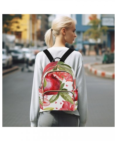 Women Backpack Pomegranate Watercolor Vibrant Anti-Theft Travel Backpack with Luggage Belt Lightweight Handbag Lady Purse Roo...