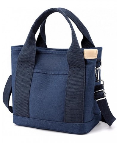 Small Canvas Tote Bag for Women, Cute Casual Crossbody Shoulder Bag, Satchel Hobo Purse Messenger Handbag (Dark Blue) Dark Bl...