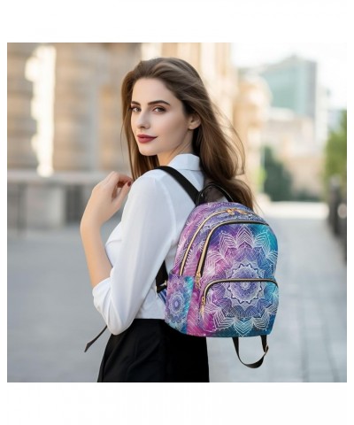 Beautiful Flower Mandala Women Backpack Purse Ladies Fashion Shoulder Bag Daypack Travel Bag 10L Small $16.10 Backpacks