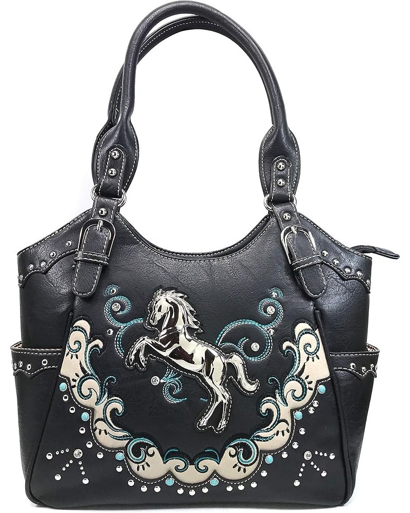 Mustang Horse Handbag Purse For Girls Women Concealed Carry Black Tote Only $14.78 Shoulder Bags