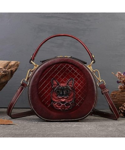 Women Genuine Cow Leather Purse Shoulder Bag Handbag Embossed Crossbody Purse for Girl Small Tote Bags Travel Coffee-cat $32....