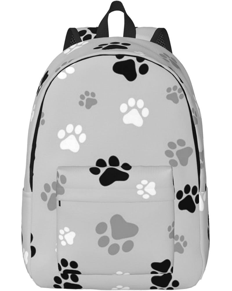 Animal Paw Prints Print Unisex Canvas Backpack Cute Backpack For Travel Sports Casual Aesthetic Backpack Black Medium $19.81 ...