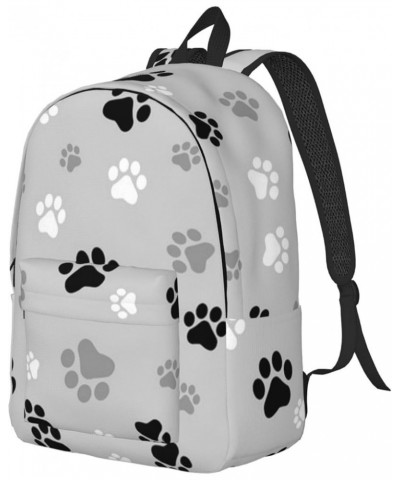 Animal Paw Prints Print Unisex Canvas Backpack Cute Backpack For Travel Sports Casual Aesthetic Backpack Black Medium $19.81 ...