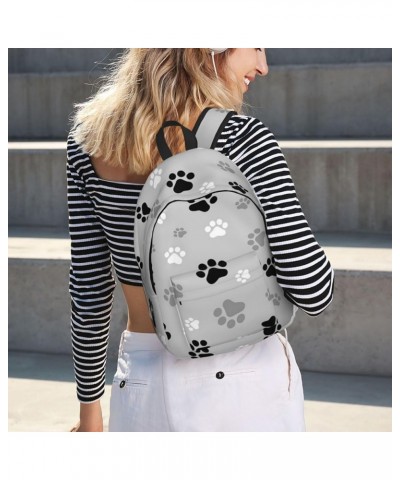 Animal Paw Prints Print Unisex Canvas Backpack Cute Backpack For Travel Sports Casual Aesthetic Backpack Black Medium $19.81 ...