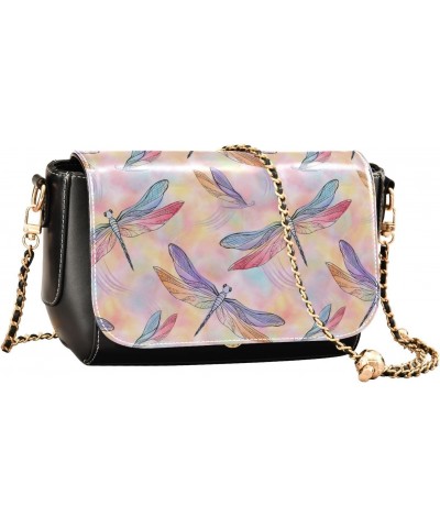 Crossbody Bags Colored Dragonflies and Butterflies PU Leather Shoulder Bag Clutch Small Handbags $23.99 Crossbody Bags