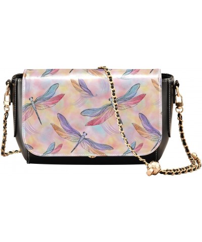 Crossbody Bags Colored Dragonflies and Butterflies PU Leather Shoulder Bag Clutch Small Handbags $23.99 Crossbody Bags