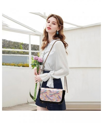 Crossbody Bags Colored Dragonflies and Butterflies PU Leather Shoulder Bag Clutch Small Handbags $23.99 Crossbody Bags