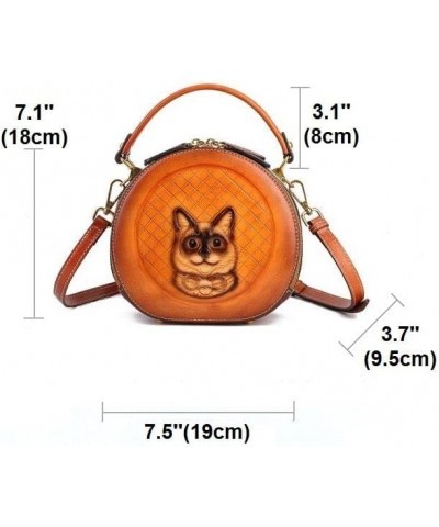 Women Genuine Cow Leather Purse Shoulder Bag Handbag Embossed Crossbody Purse for Girl Small Tote Bags Travel Coffee-cat $32....